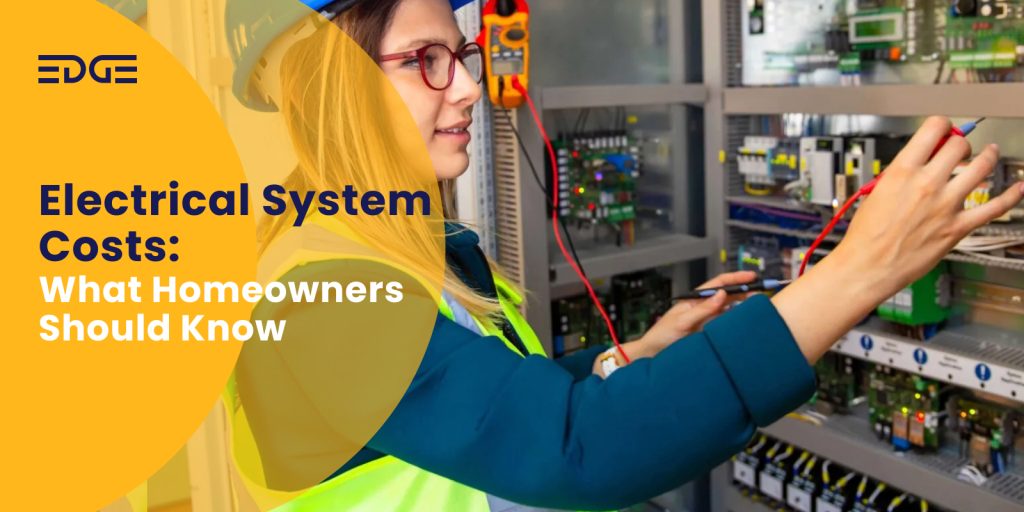 Technician analyzing electrical panel for electrical system cost estimation by Edge Estimation