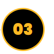 Circular step indicator badge showing the number 03 in orange on a black center with an orange border